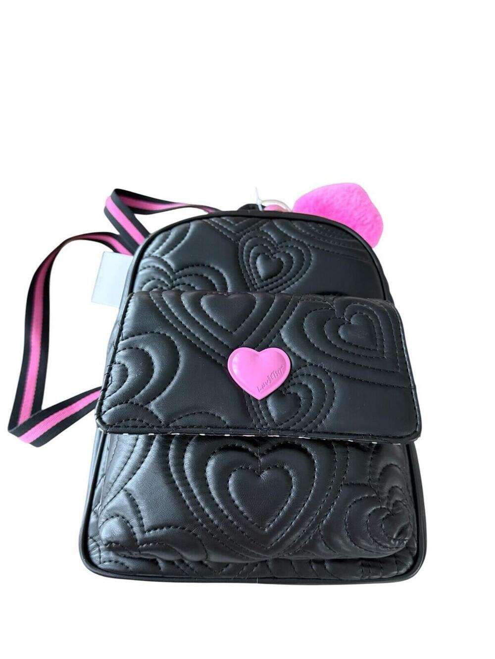 Betsey Johnson Black Backpack Faux Leather Quilted NEW
